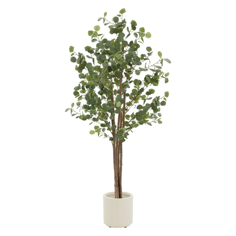 Künstlicher Eukalyptusbaum 180 cm Kunstpflanze mit Naturholzstamm ML-Design