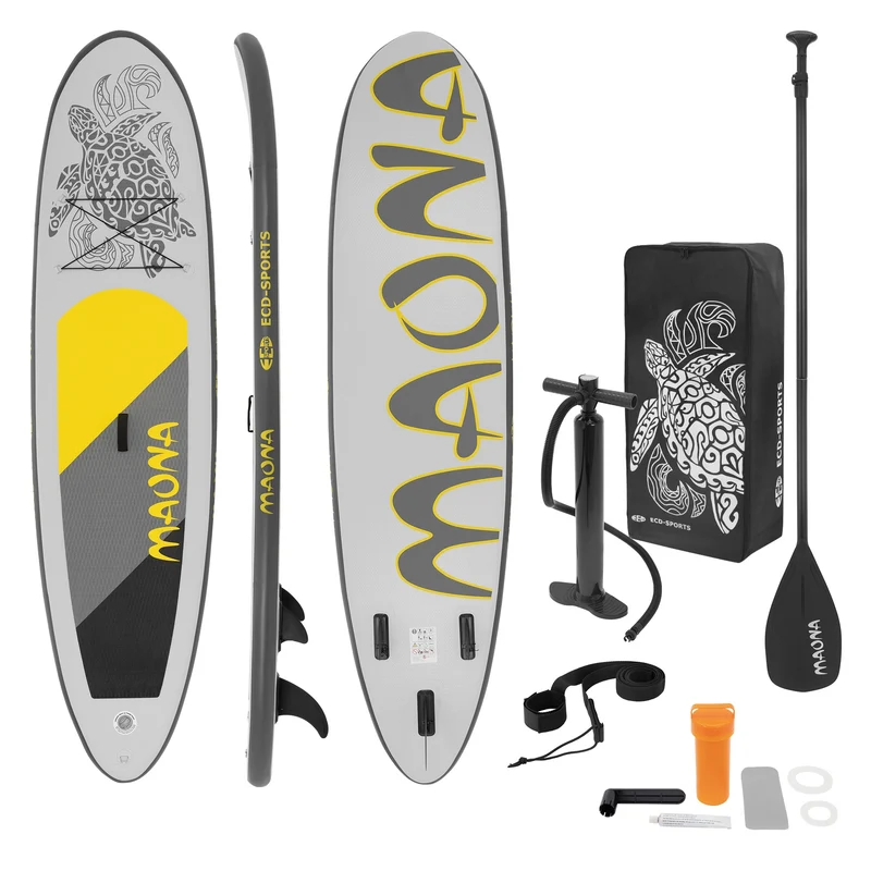 Stand Up Paddle aufblasbares SUP Board Maona 308x76x10 cm in Grau aus PVC inkl. Pumpe und Tragetasche