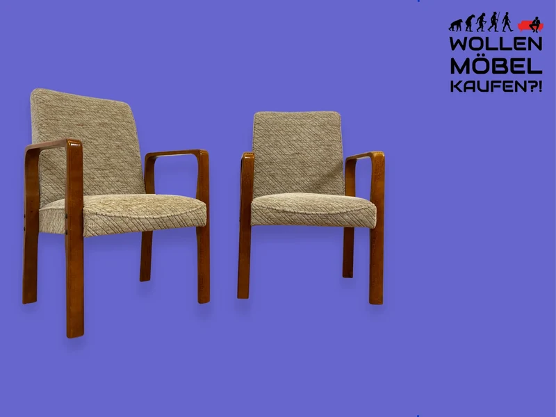WMK # 1/3 Formschöner, bequemer & sehr gut erhaltener Mid-Century Sessel mit hellem Originalbezug & Teakholz Rahmen