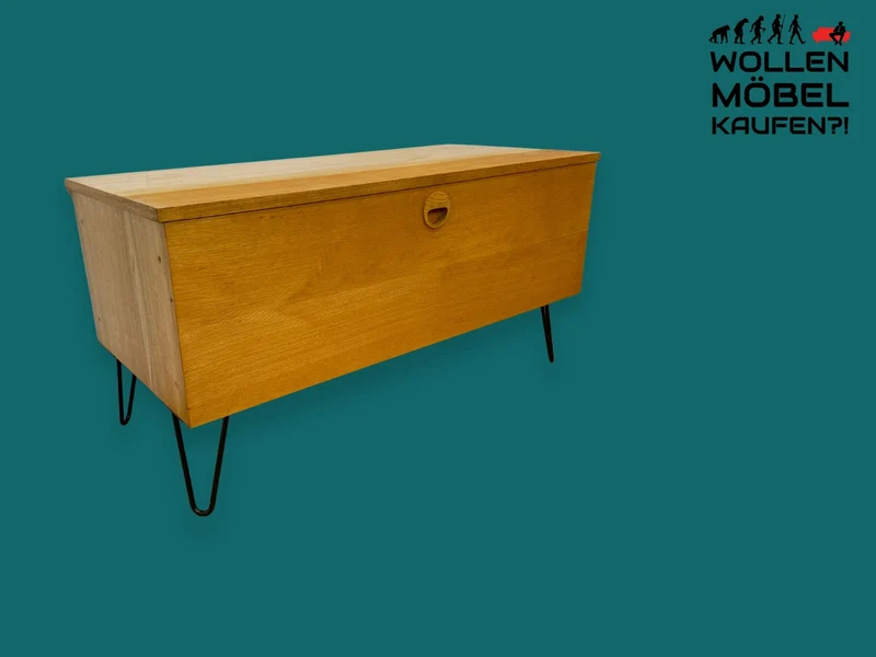 WMK I Kultiges Designer Sideboard 430/61 von Joachim Nebelung für VEB Hellerau in Sen Esche auf neuen Hairpin Metallfüssen