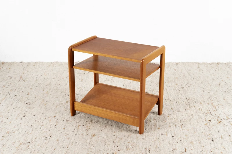 Vintage Teak Ablage Beistelltisch Zeitungsständer Mid Century Coffeetable Westgermany 60s