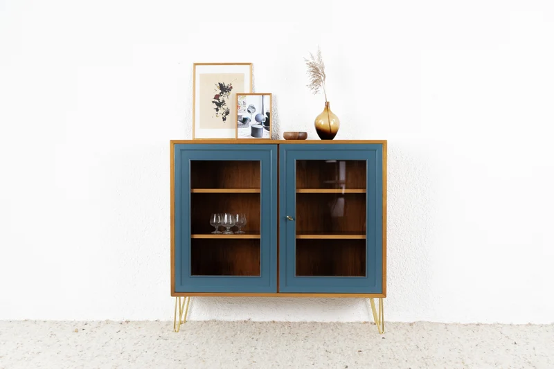 Vintage Gero Kommode Vitrine Flur Ablage Holz Nuss Sideboard Mid Century Gero 60s