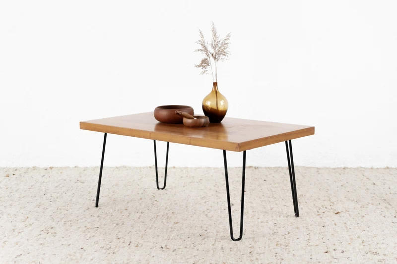 Vintage Beistelltisch Couchtisch Holz Nuss Mid Century Wohnzimmer Tisch