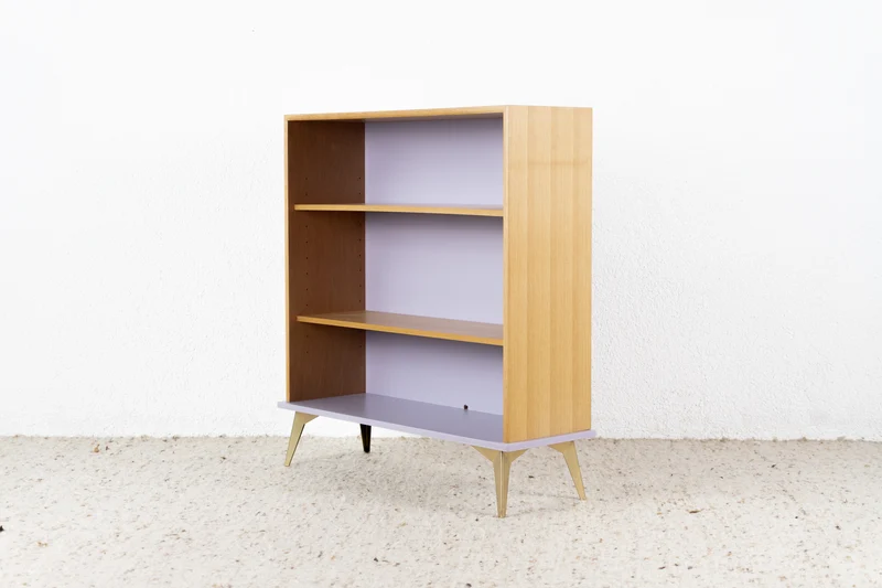 Vintage Regal Bücherregal Schrank Holz Lila Flieder Schrank Eiche 60s