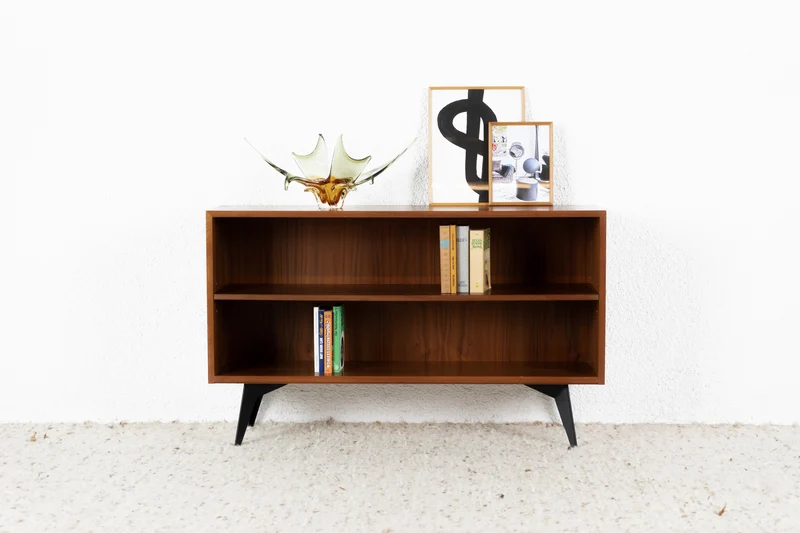 Vintage Regal Sideboard Kommode Holz Nuss Mid Century Tv Board Bücherregal