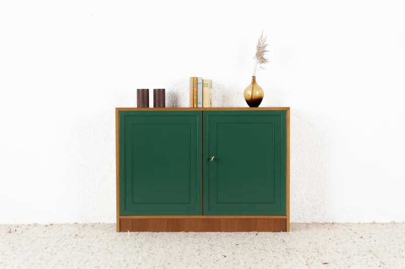 Vintage Kommode Sideboard Ablage Flur Schuhkommode Holz Grün Mid Century GERO Möbel