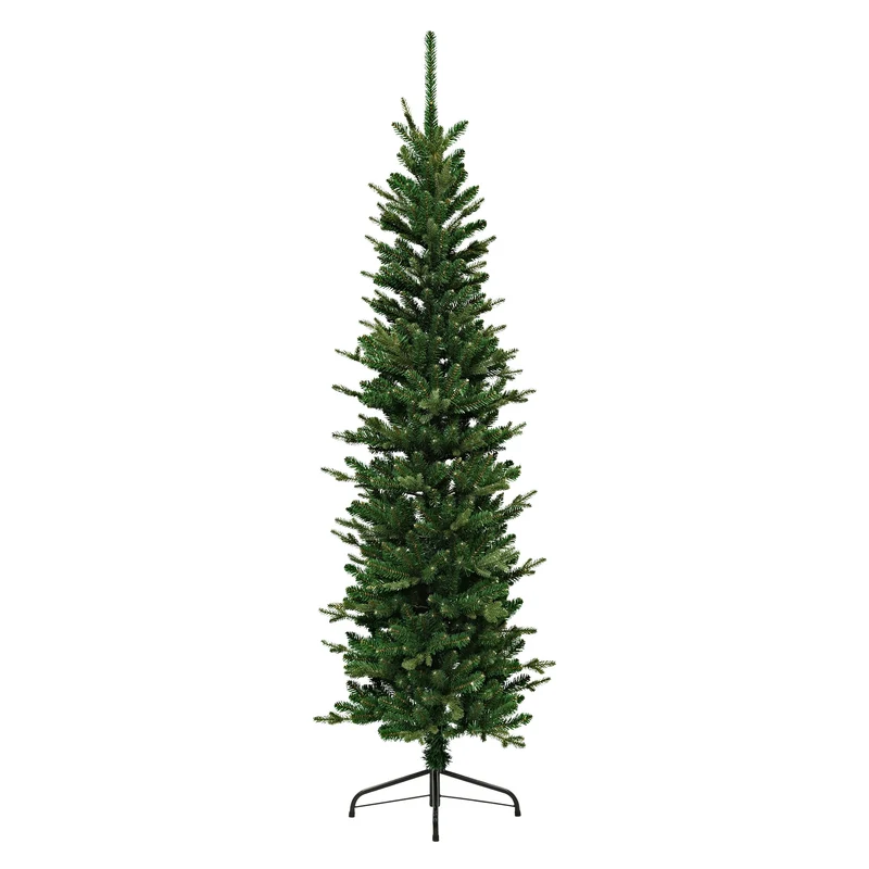 ECD Germany | Künstlicher Weihnachtsbaum Naturgetreu 180 cm Kunststoff Grün Tannenbaum Christbaum mit Standfuß Weihnachtsdeko Innen Kunstbaum schmal