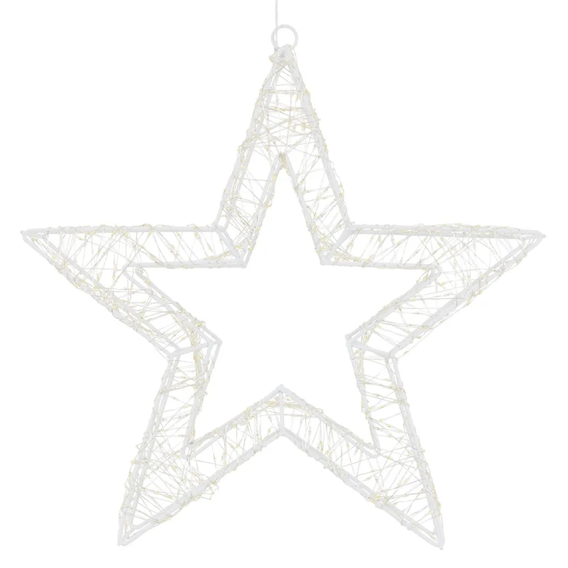ECD Germany | LED Weihnachtsstern mit warmweißen LEDs und Timer aus Metall für Innen und Außen IP44 Spritzwassergeschützt