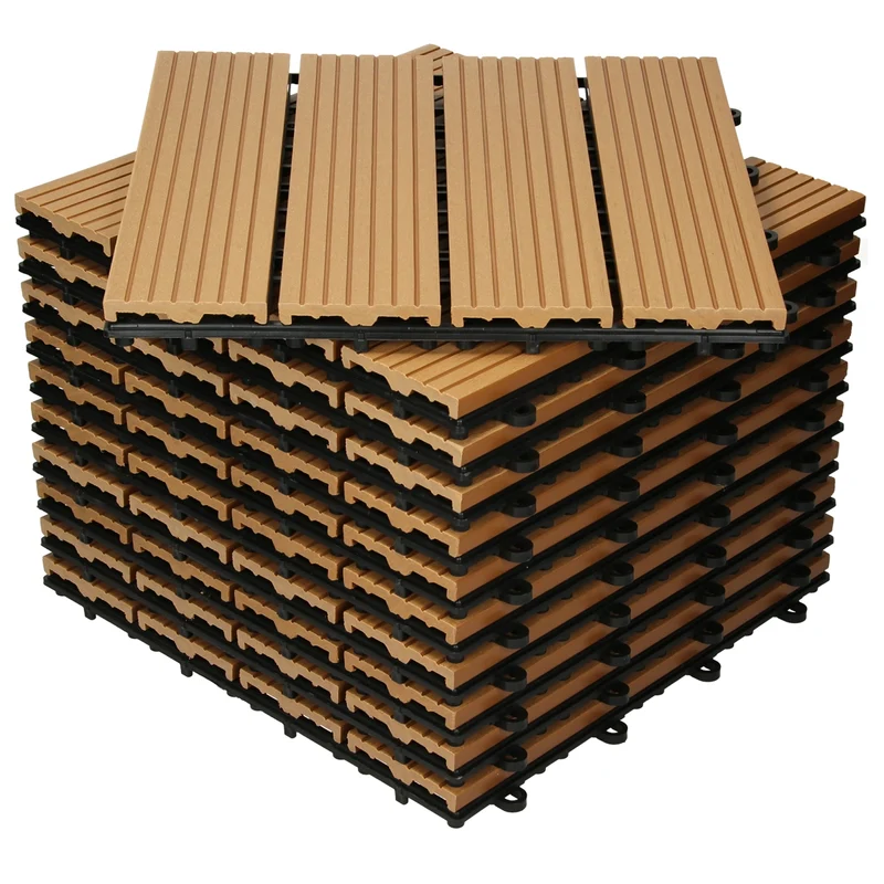 B-Ware Terrassenfliesen 30x30 cm 11er Set für 1m² Teak aus WPC