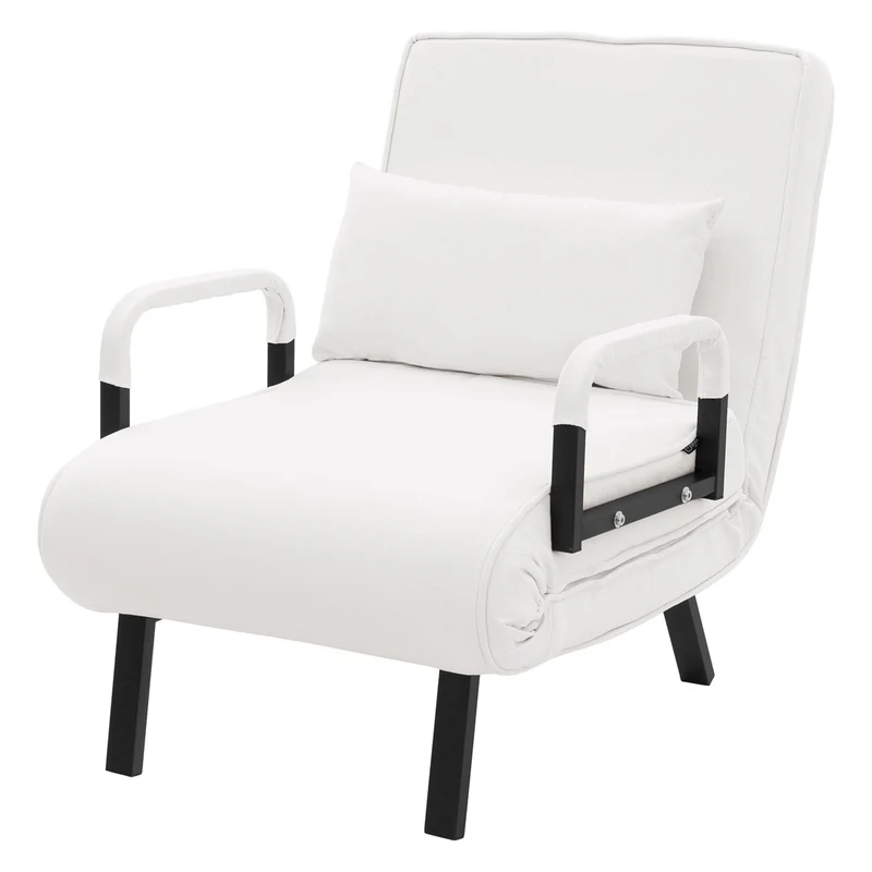 ML-DESIGN | Schlafsessel mit Bettfunktion B-Ware 186x60 cm aus Stahl/Chenille Weiß Sessel mit Schlaffunktion klappbar Bettsessel Schlafsofa