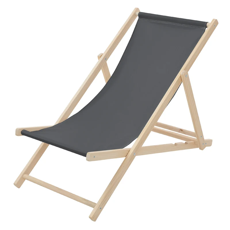 Gartenstuhl Strandliege Liegestuhl Sonnenliege Anthrazit aus Holz klappbar