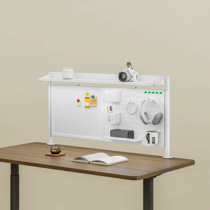 Schreibtisch-Organizer Virvik zum Anklemmen 117x73 cm Stahl [en.casa]
