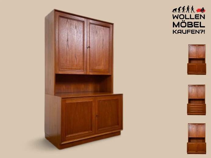 WMK I Stilvolles und sehr gut erhaltenes skandinavisches Highboard in Teakholz