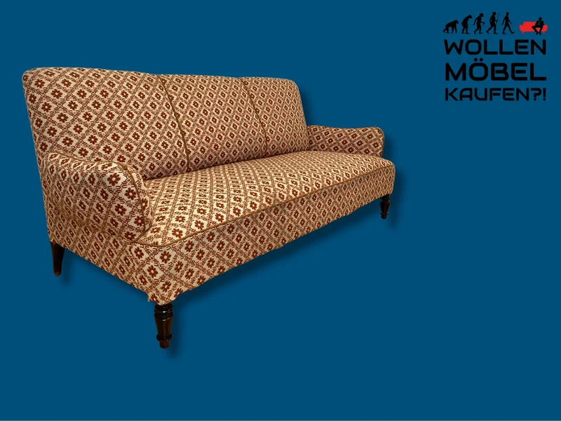 WMK I Besonders schönes und sehr gut erhaltenes antikes Sofa mit grandiosem Bezug und bequemen Federkern, um 1890