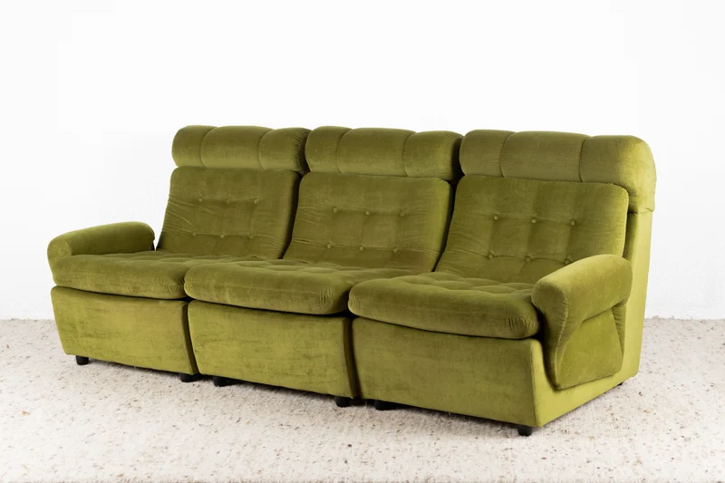 Vintage Sofas 1960er Grün Samt Dreisitzer Retro Mid Century Sessel Couch 60s Modular