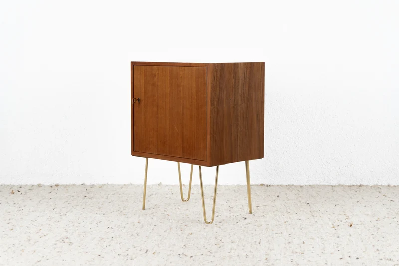 Vintage Kommode Nuss Schränkchen Holz Ablage Mid Century Holz Flur Nachttisch 60s 1960er