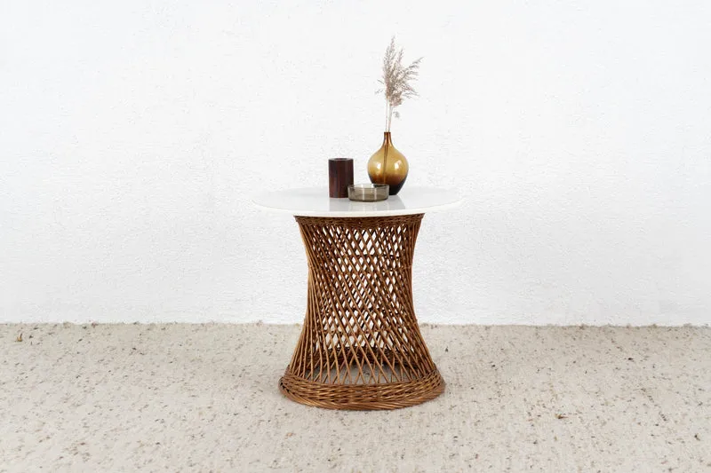 Vintage Tisch Beistelltisch Balkon Coffeetable Blumentisch Rattan 60s Couchtisch