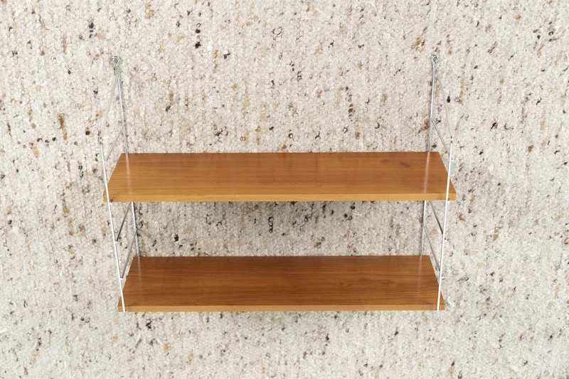 Stringregal Vintage Holz Metall Wandregal Bücher Wand Leiter Regal String 60s Mid Century Nuss