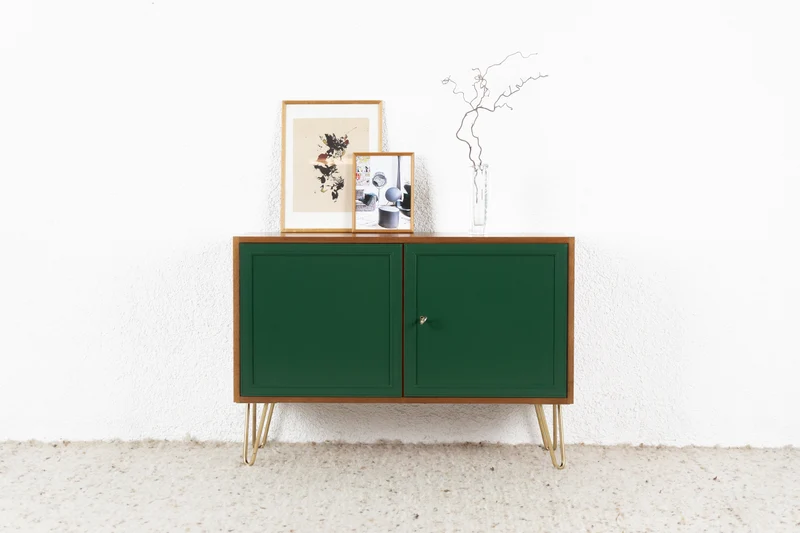 Vintage Kommode Mid Century Holz Grün Sideboard Tv Board