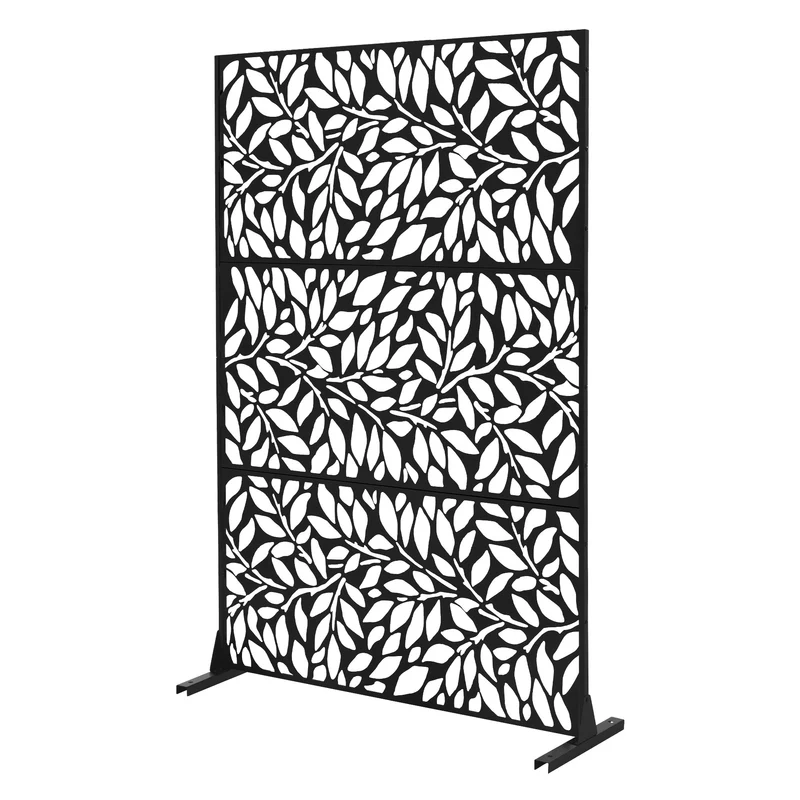 Metall-Sichtschutz Firenze Schwarz 120x180 cm aus Stahl Raumteiler mit 3 Paneele Trennwand erweiterbar mit Ständer ML-Design