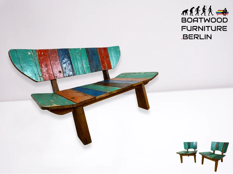 Boatwood by WMK I Formschönes Sofa aus altem Bootsholz I handgefertigtes Unikat