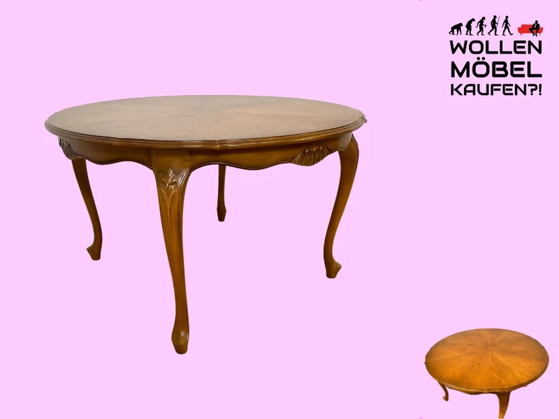 WMK I Versand 85€ I Eleganter runder Stilmöbel Couchtisch im Stil von Louis XV mit Cabriole-Beinen