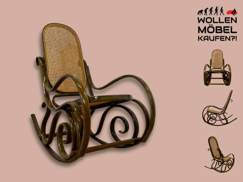 WMK I Eleganter italienischer Bugholz Schaukel Stuhl mit Wiener Geflecht von Sautto & Liberale im Thonet Stil, 1930-1960