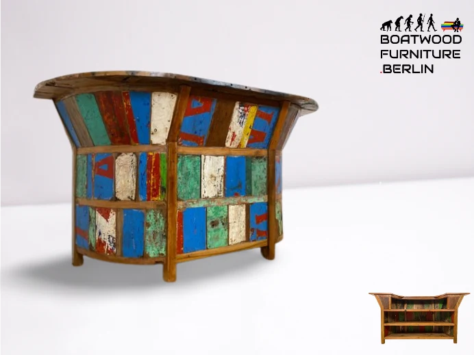 Boatwood by WMK I Einzigartige Bar aus altem Bootsholz I handgefertigtes Unikat in Originalfarben der Boote