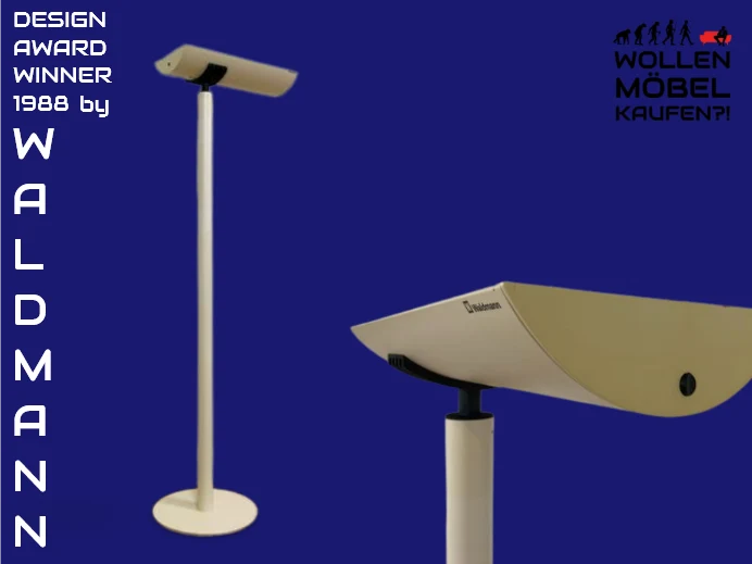 WMK I Design Award Gewinner aus 1988 I Hochwertige weiße Vintage Designer Standleuchte IBS 236 von Waldmann aus Metall