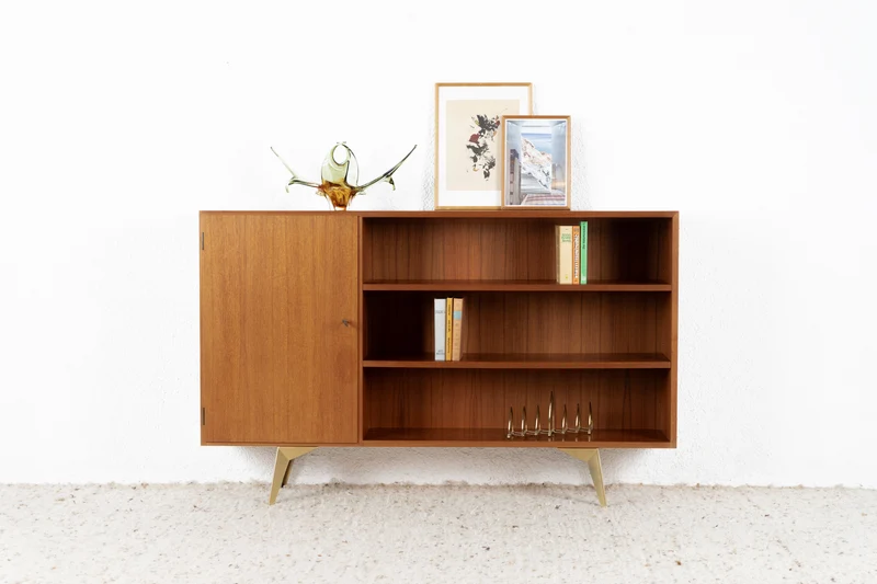 Vintage Sideboard Holz Teak Mid Century Tv Kommode Regal Flur Wohnzimmer