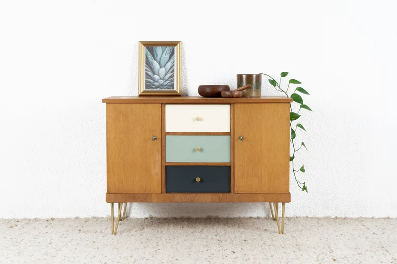 Vintage Kommode Sideboard Mid Century Holz Schubladen
