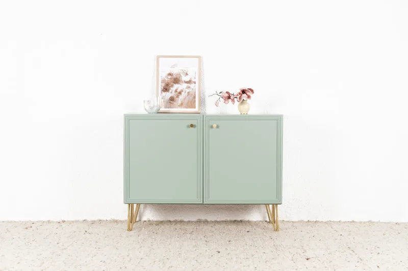 1 von 2 Vintage Kommode Sideboard Salbei Gold Schränkchen Pastell