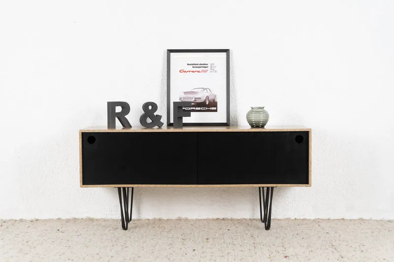 R&F Sideboard Recycling Kommode Tv Board Schiebetüren Mid Century Space age Design