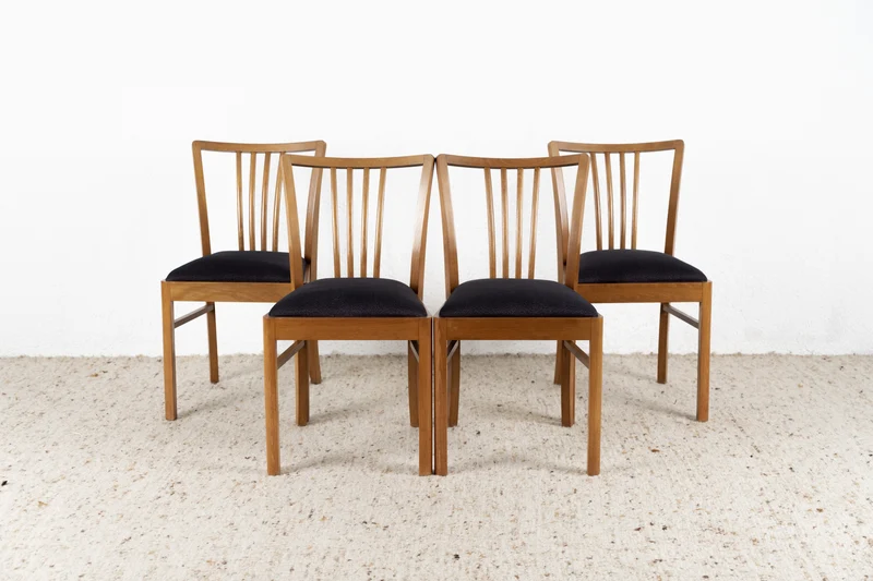 4er Set Vintage Stühle Holz Gepolstert Stuhl Esszimmer Küche 60s 1960er