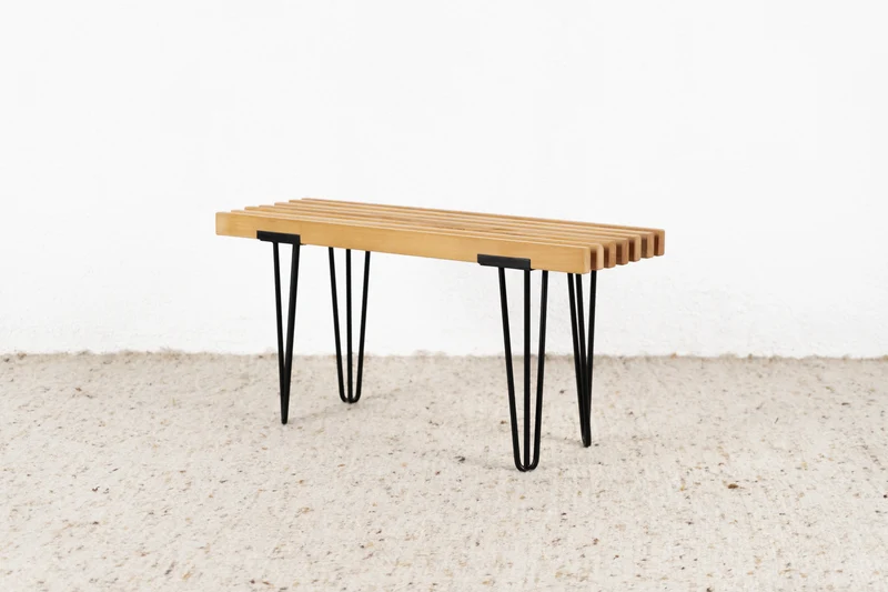Vintage R&F Sitzbank Massivholz Bank Stuhl Flur Esszimmer Schlafzimmer Mid Century