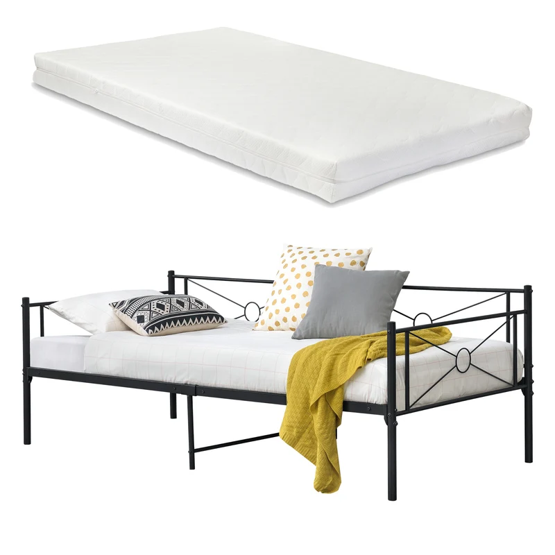 Metallbett Alvesta 90x200 cm mit Kaltschaummatratze versch. Farben en.casa
