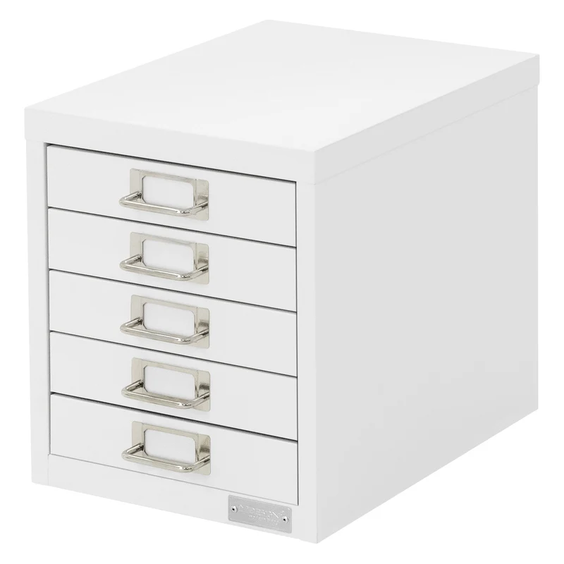 Aktenschrank mit 5 Schubladen 28x38x33 cm Weiß aus Metall ML-Design