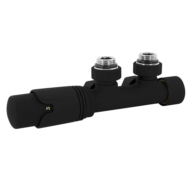 Ventil-Armaturen Set Multiblock Schwarz Eckform inkl. Thermostatkopf LuxeBath