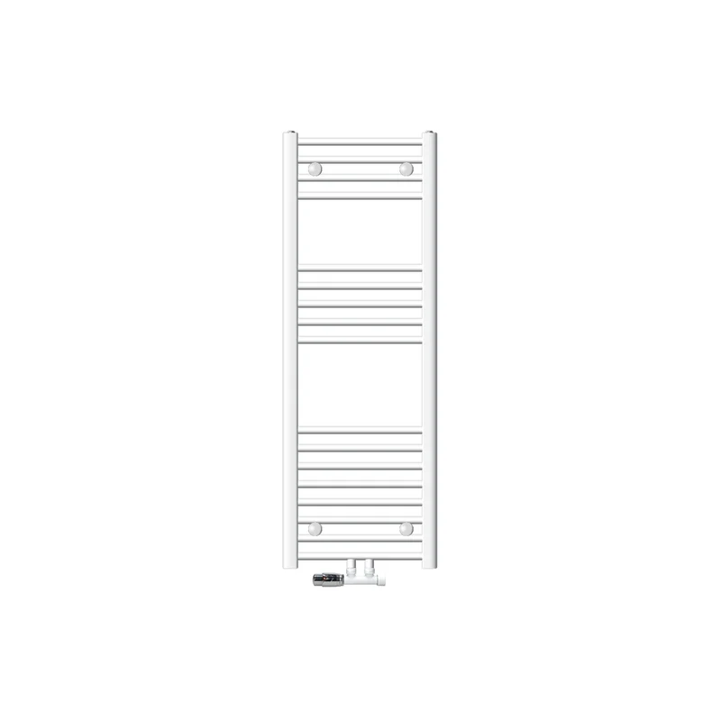 Badheizkörper Mittelanschluss 400x1200 mm Weiß gebogen mit Wand Anschlussgarnitur LuxeBath