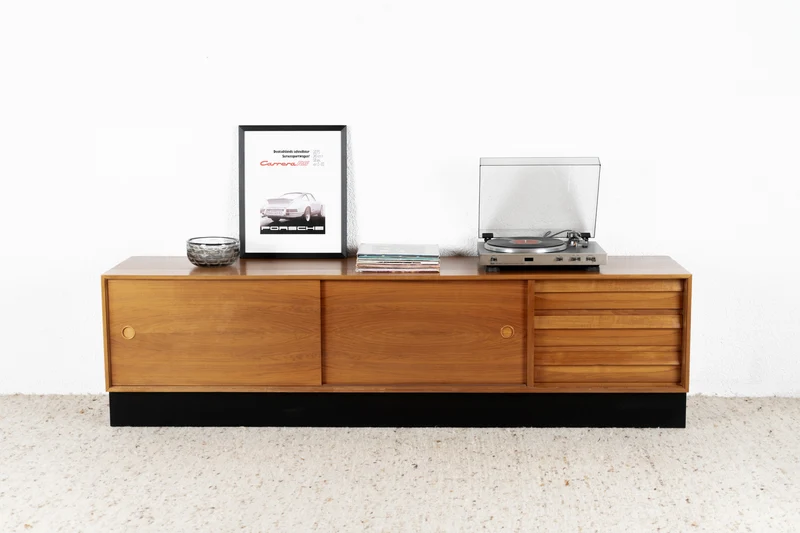 Vintage Lothar Wegner Sideboard Lowboard Tv Lowboard Schubladen Kommode Mid Century Holz Nuss