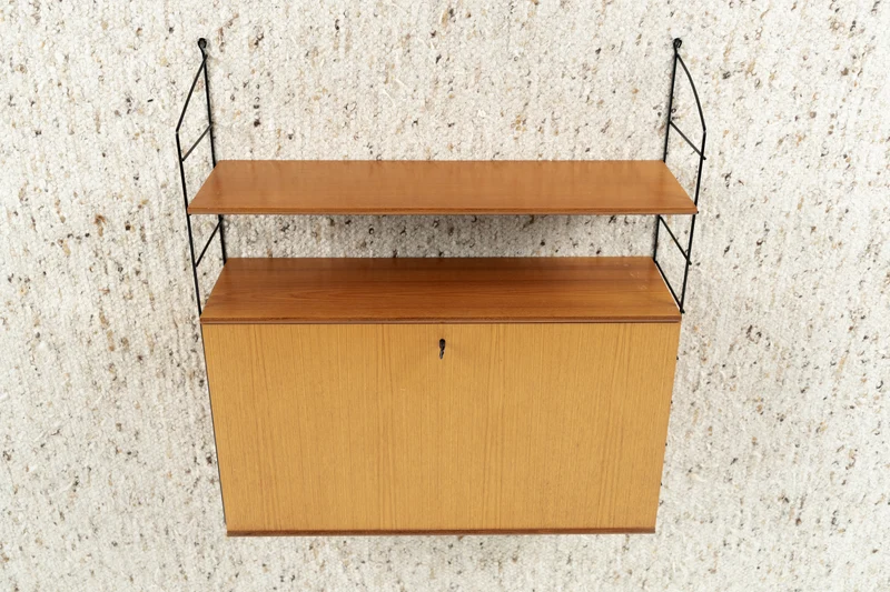 Stringregal Vintage Teak Holz Metall Wandregal Bücher