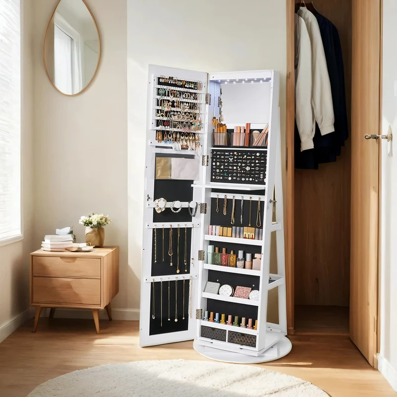 Schmuckschrank, Spiegelschrank, mit rahmenlosem Ganzkörperspiegel