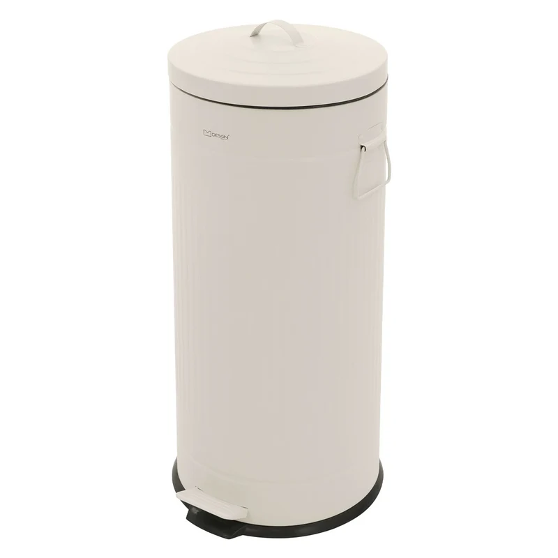ML-DESIGN | Mülleimer 30L mit Fußpedal & Softclose-Deckel aus Stahl Beige Abfalleimer für Küche Tretmülleimer mit Inneneimer Retro Küchenmülleimer