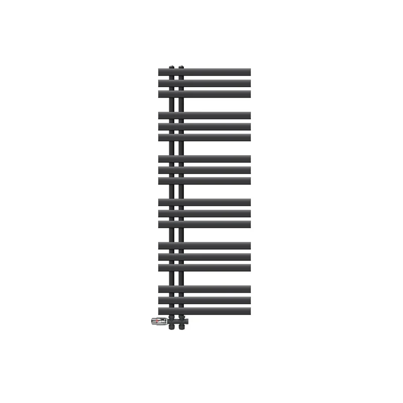 Badheizkörper Mittelanschluss 500x1400 mm Anthrazit mit Boden Anschlussgarnitur LuxeBath