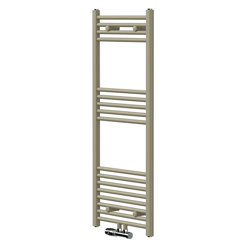 LuxeBath | Handtuchheizkörper mit Wand-Ventil 500x1200 mm Beige Badheizkörper gerade Mittelanschluss Handtuchtrockner Handtuchhalter für Badezimmer
