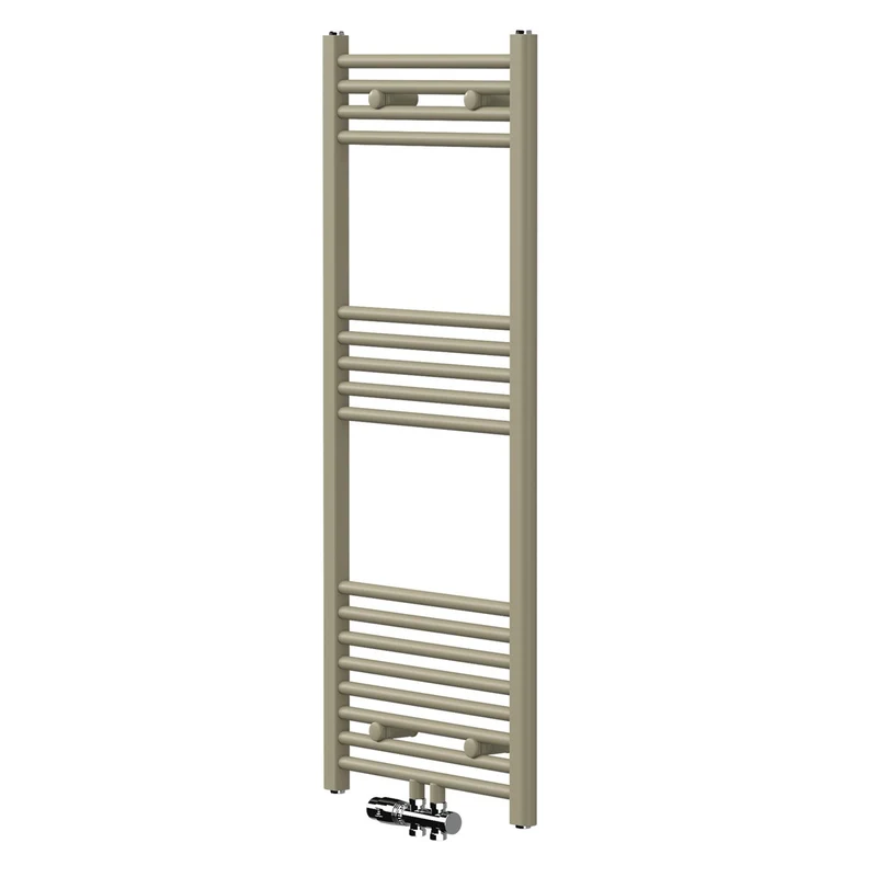 LuxeBath | Handtuchheizkörper mit Boden-Ventil 500x1200 mm Beige Badheizkörper gerade Mittelanschluss Handtuchtrockner Handtuchhalter für Badezimmer