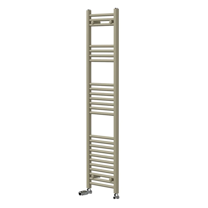 LuxeBath | Handtuchheizkörper Sahara mit Thermostatventil 400x1500mm Stahl Beige Badheizkörper gerade Seitenanschluss Handtuchtrockner für Badezimmer