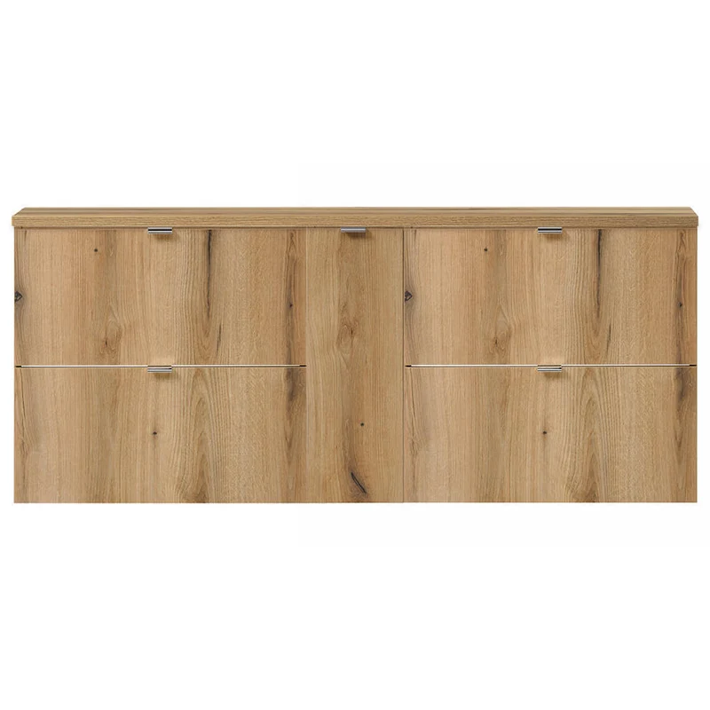 Doppelwaschtisch Skelbolu 140x60x40 cm mit Türen und Schubladen Eiche [en.casa]
