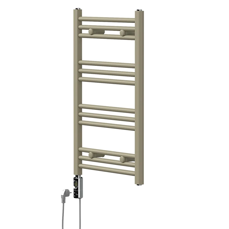 LuxeBath | Handtuchheizkörper elektrisch 300W Sahara gerade mit Seitenanschluss 500x800 mm Stahl Beige Badheizkörper Handtuchtrockner für Badezimmer