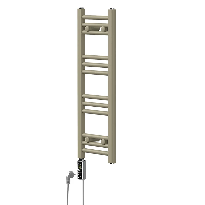 LuxeBath | Handtuchheizkörper elektrisch 300W Sahara gerade mit Seitenanschluss 300x800 mm Stahl Beige Badheizkörper Handtuchtrockner für Badezimmer